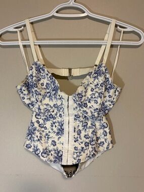 Garage Blue floral cut-out corset